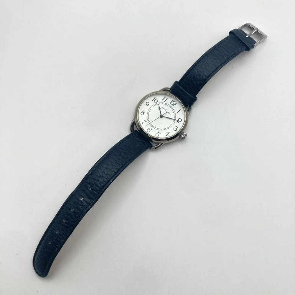 Anne Klein Women's Watch 33mm Silver Tone Easy Reader Leather New Battery 8